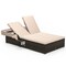 Double Chaise Lounge with Adjustable Backrests, Retractable Canopy & Cushions